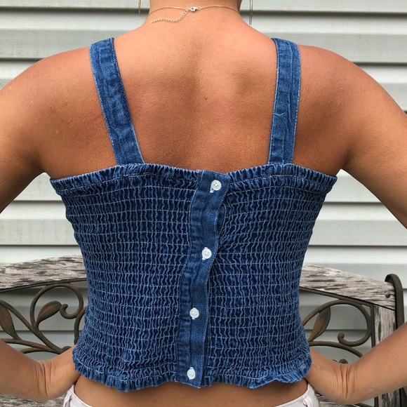 Fits Adult! Vintage Smocked Denim Blouse - Picture 2 of 12